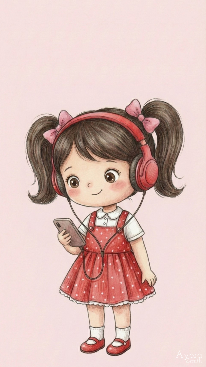Cute Anime Girl with Headphones